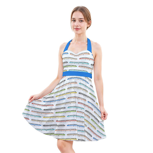 Monorail Rainbow Express - Women's Halter Vintage Pocket Dress