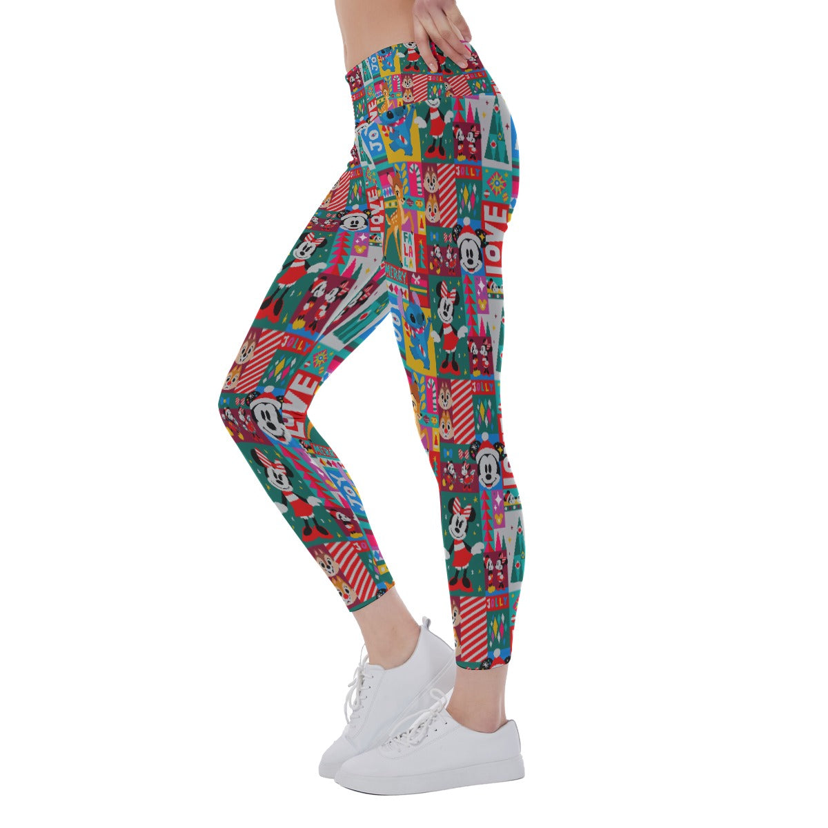 Mouse Christmas Colorblock - Women's Yoga Leggings