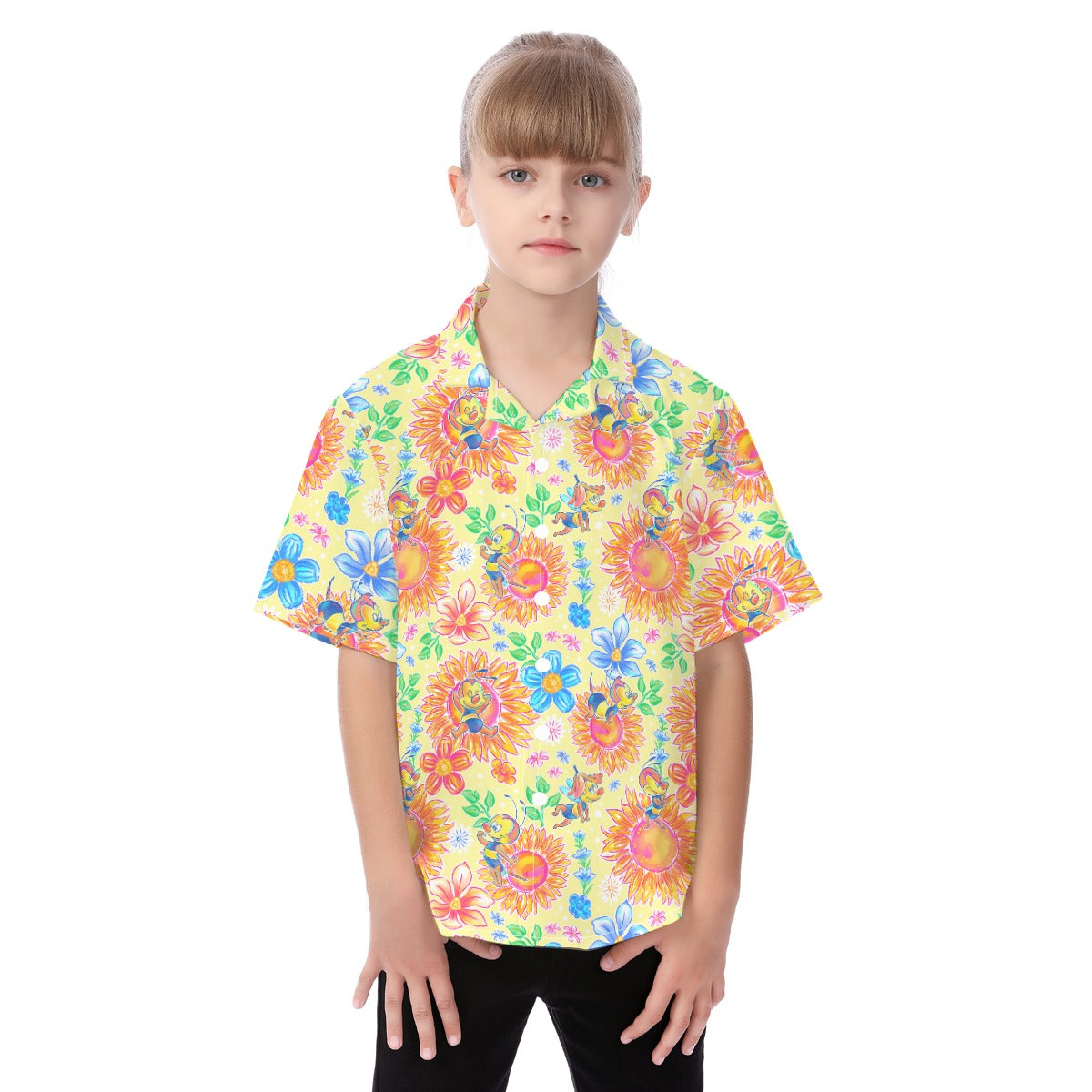 Buzzing Garden Buddy - Kid's Hawaiian Button Up Shirt