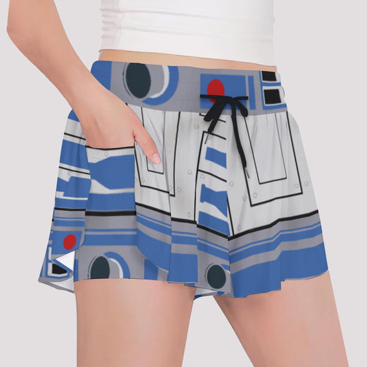 Little Blue Droid - Girls’ Flowy Pocket Shorts