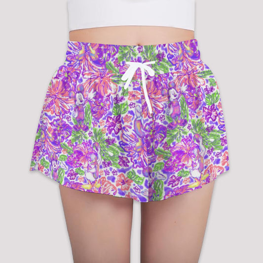 Tropical Splash Vibes - Iconic Crewends - Girls’ Flowy Pocket Shorts