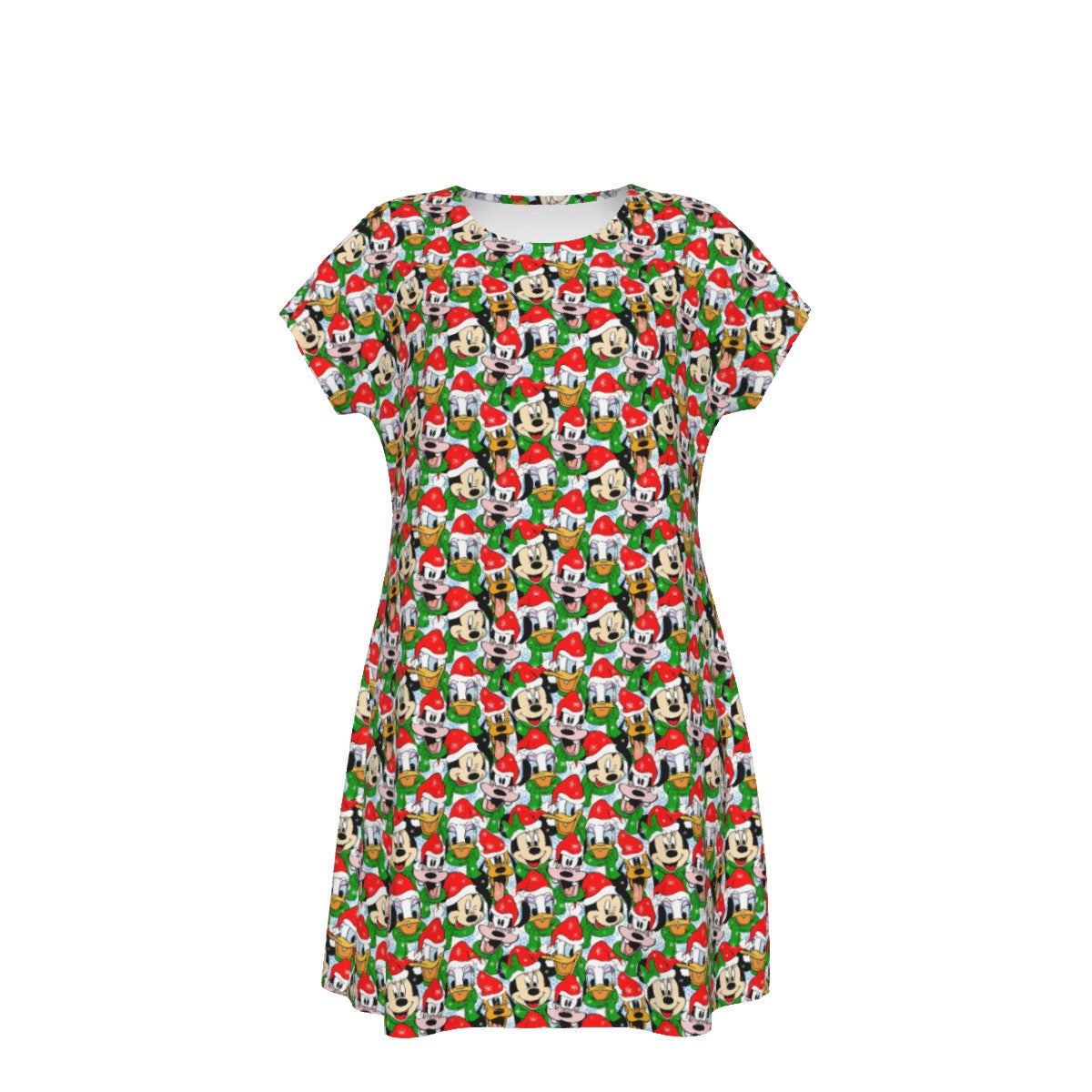Mouse Friends in Santa Hats - Women's T-Shirt Dress