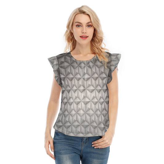 Geometric Silver Sphere - Women’s Flutter Sleeve Top