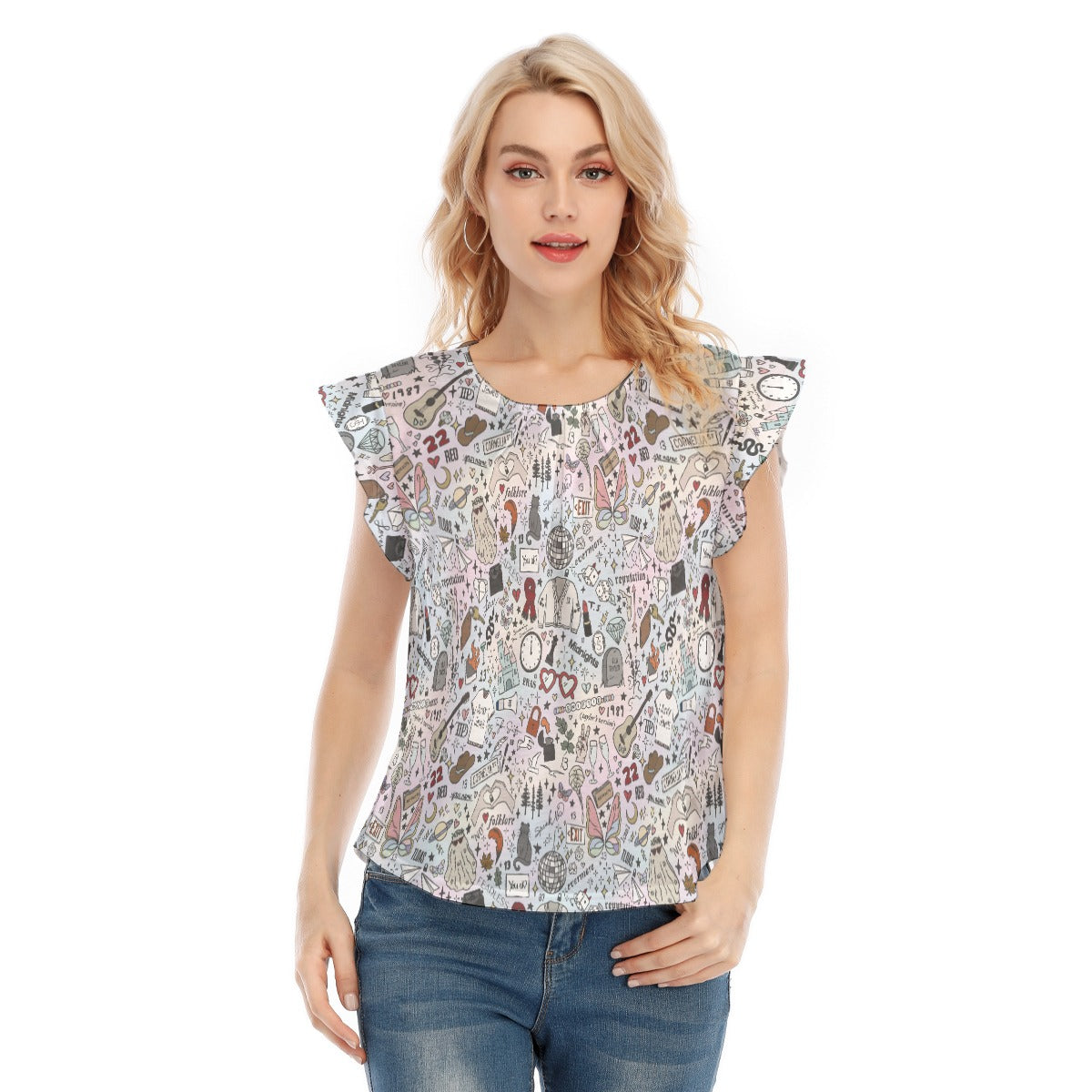 Every Era Collage - Women’s Flutter Sleeve Top