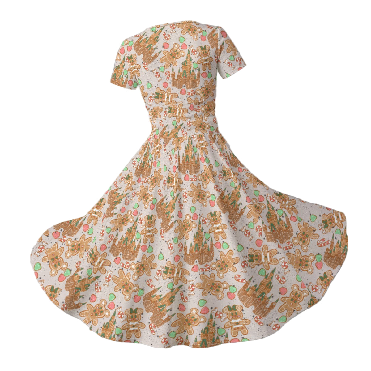 Festive Gingerbread Treats - Women's V-Neck Ruched Midi Dress