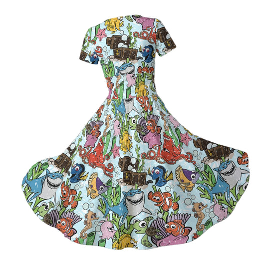 Fish Are Friends Reef - Women's V-Neck Ruched Midi Dress