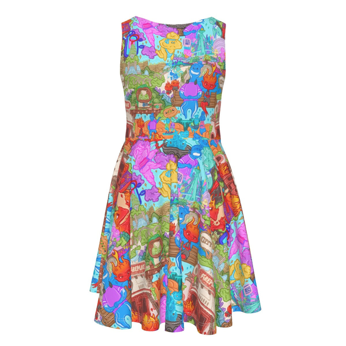 Element City Scene Collage - Kid's Sleeveless Skater Dress