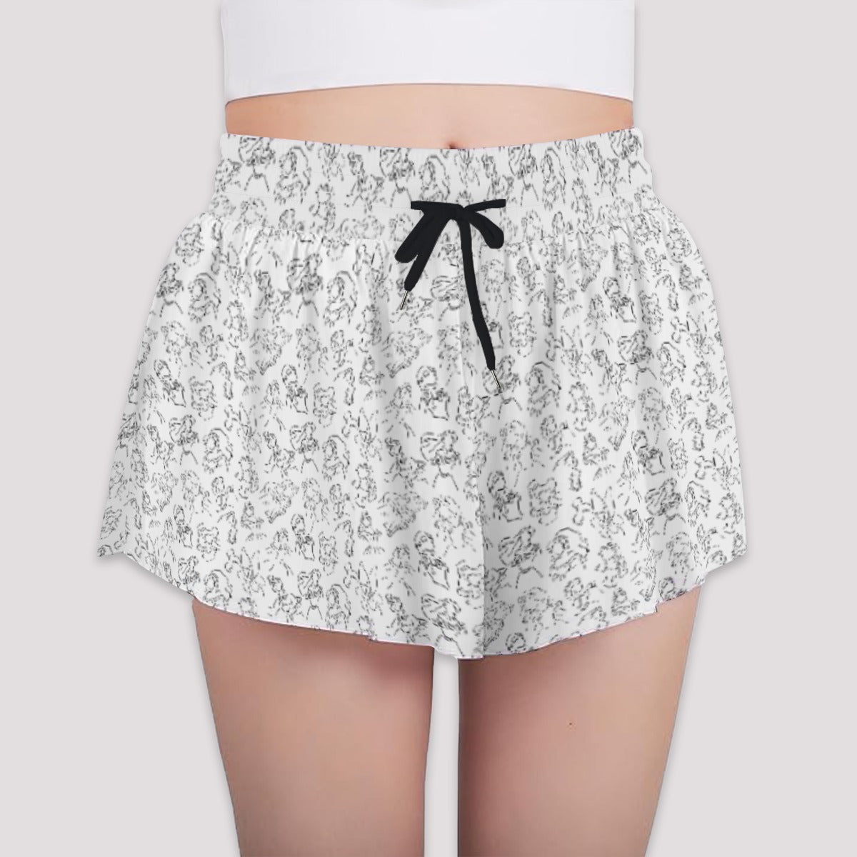 Monochrome Royal Silhouettes - Girls’ Flowy Pocket Shorts