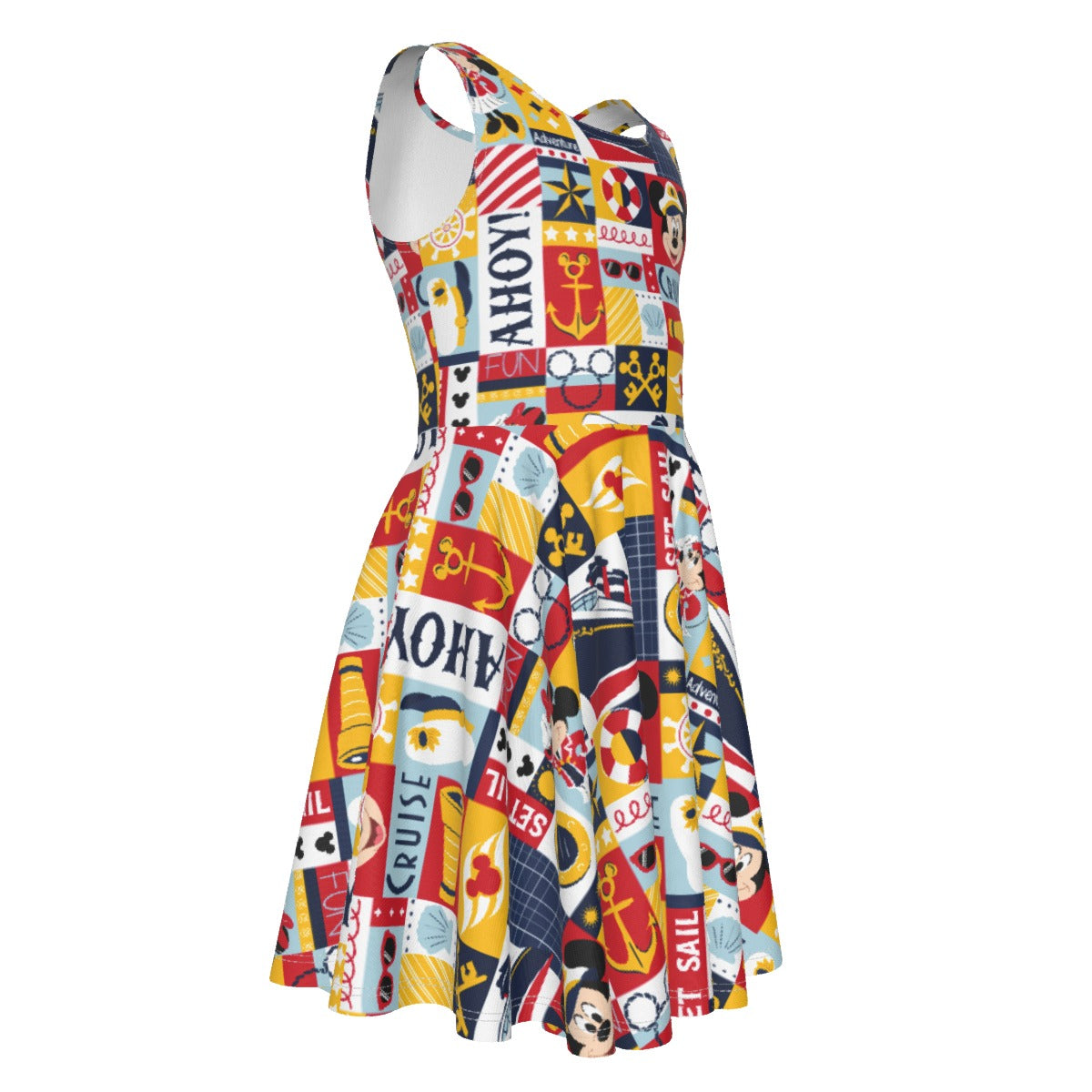 Nautical Cruise Patchwork - Kid's Sleeveless Skater Dress