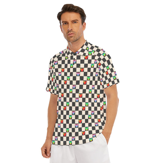 Rainbow Checker Mouse Ears - Men's Polo Shirt