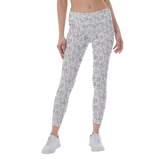 Monochrome Royal Silhouettes - Women's Yoga Leggings