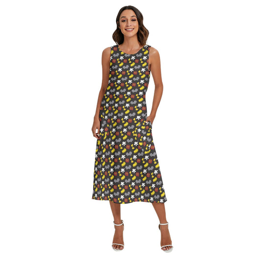 Classic Mouse Style - Women’s Diagonal Pocket Midi Dress
