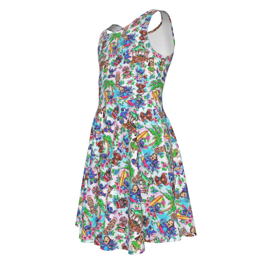 Bright Island Chaos Hand Drawn - Kid's Sleeveless Skater Dress