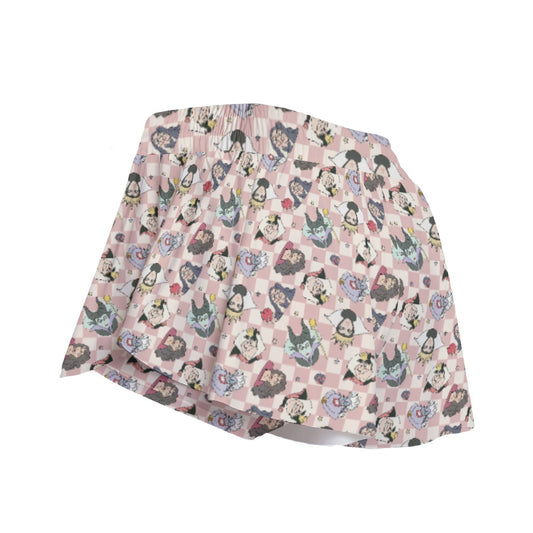 Pink Checkerboard Villains - Women's Flowy Pocket Shorts