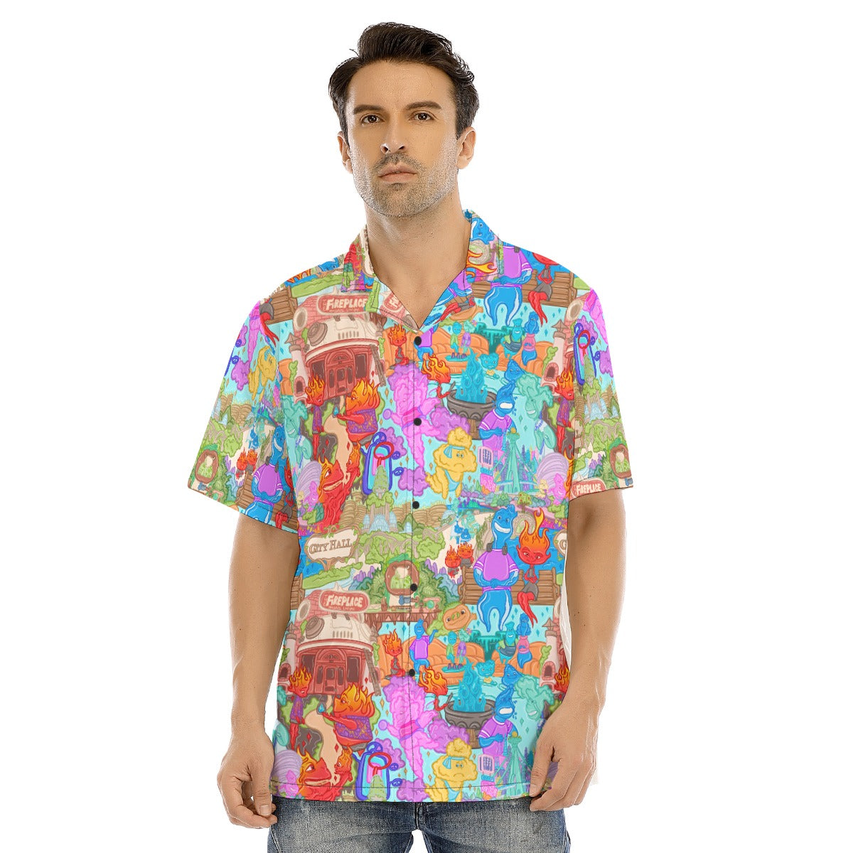 Element City Scene Collage - Men's Hawaiian Button Up Shirt
