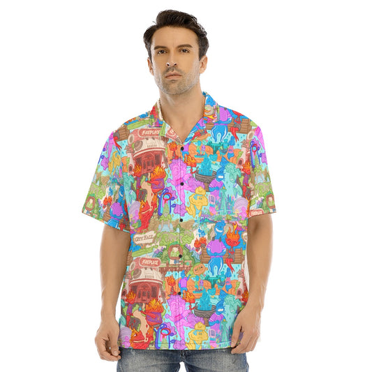 Element City Scene Collage - Men's Hawaiian Button Up Shirt
