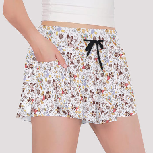 New Year Celebration Crewends - Girls’ Flowy Pocket Shorts