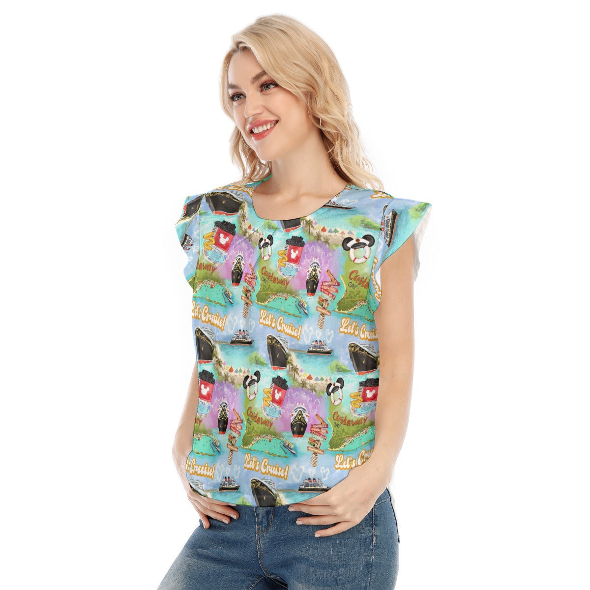 Tropical Castaway Island - Women’s Flutter Sleeve Top