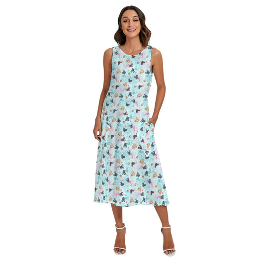 Watercolor Mermaid Mouse Ears - Women’s Diagonal Pocket Midi Dress