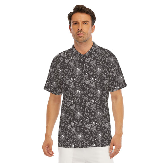 Monochrome Theme Park Icons - Men's Polo Shirt