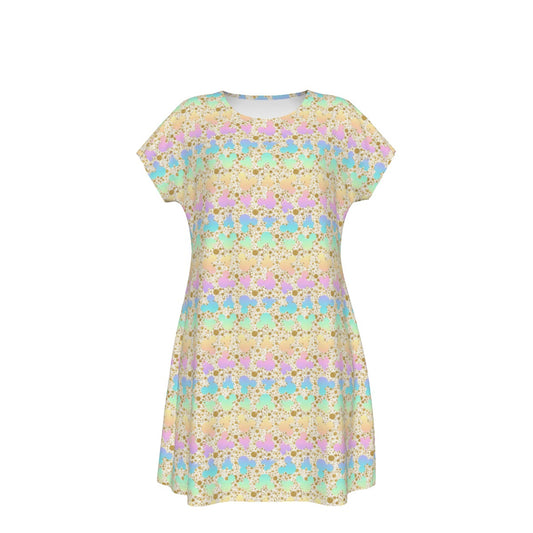Gold Dot Rainbow Mouse Ears Castle - Women's T-Shirt Dress