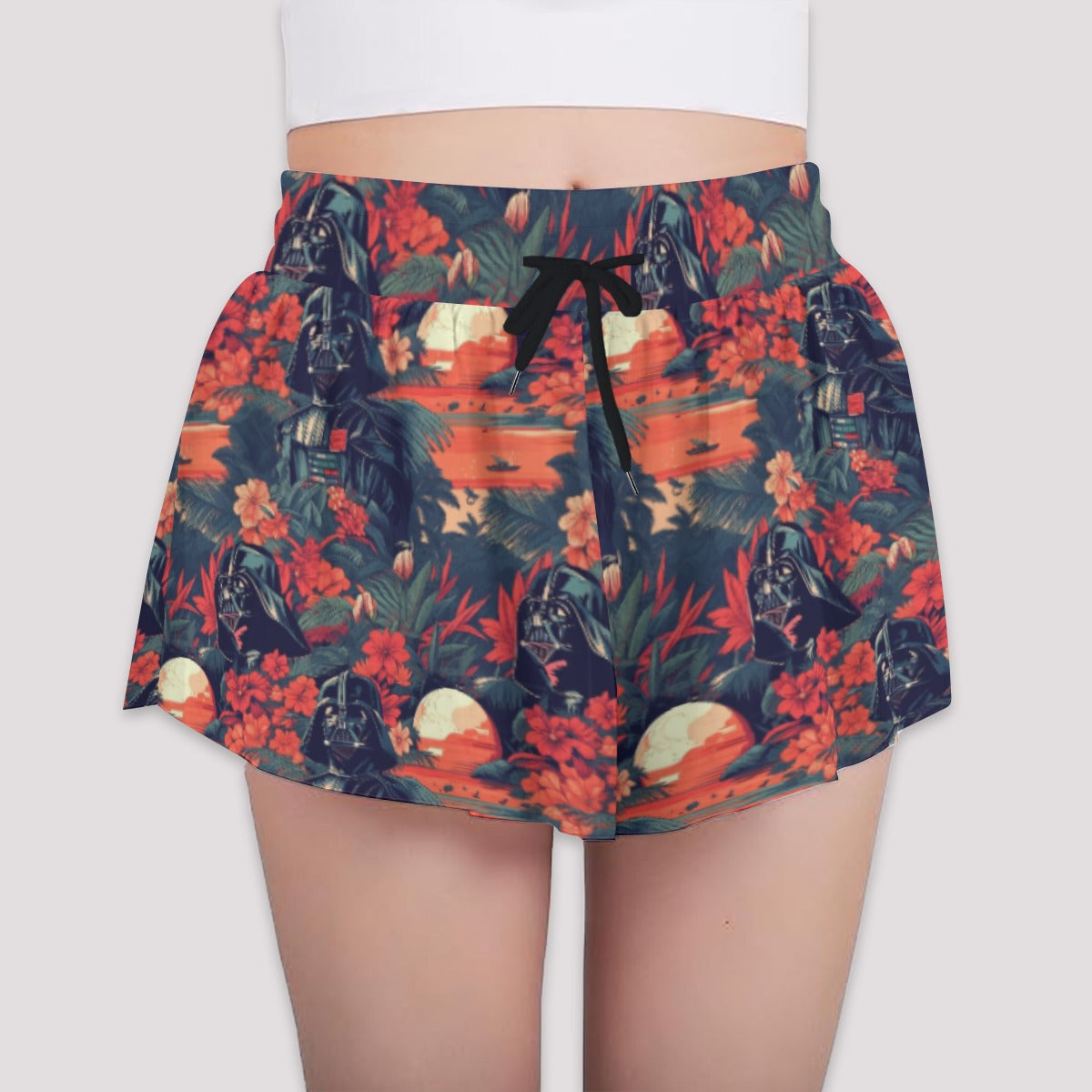 Tropical Dark Side Escape - Girls’ Flowy Pocket Shorts