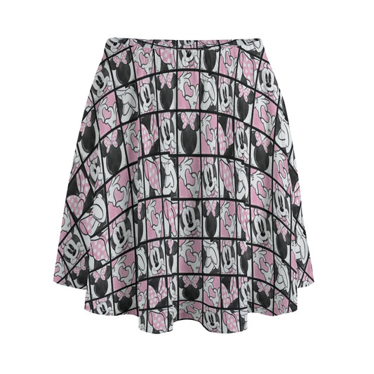 Mouse Bow Block Party - Women's Pocket Skater Skirt