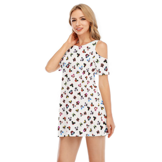 Wicked Mouse Ears - Women's Cold Shoulder Cotton Dress