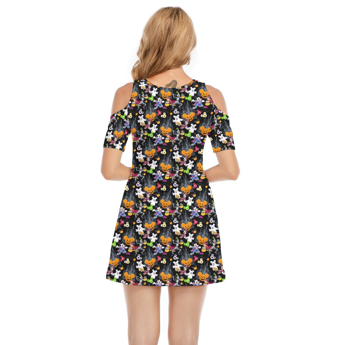 Mouse Gang Trick or Treatreat - Women's Cold Shoulder Cotton Dress
