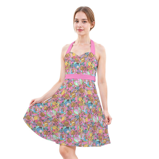 Tattoo Hearts Woodland Friendsends - Women's Halter Vintage Pocket Dress