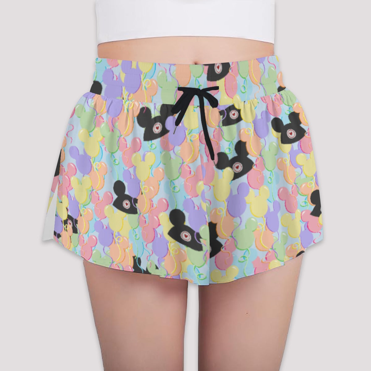 Pastel Mouse Ear Balloons - Girls’ Flowy Pocket Shorts