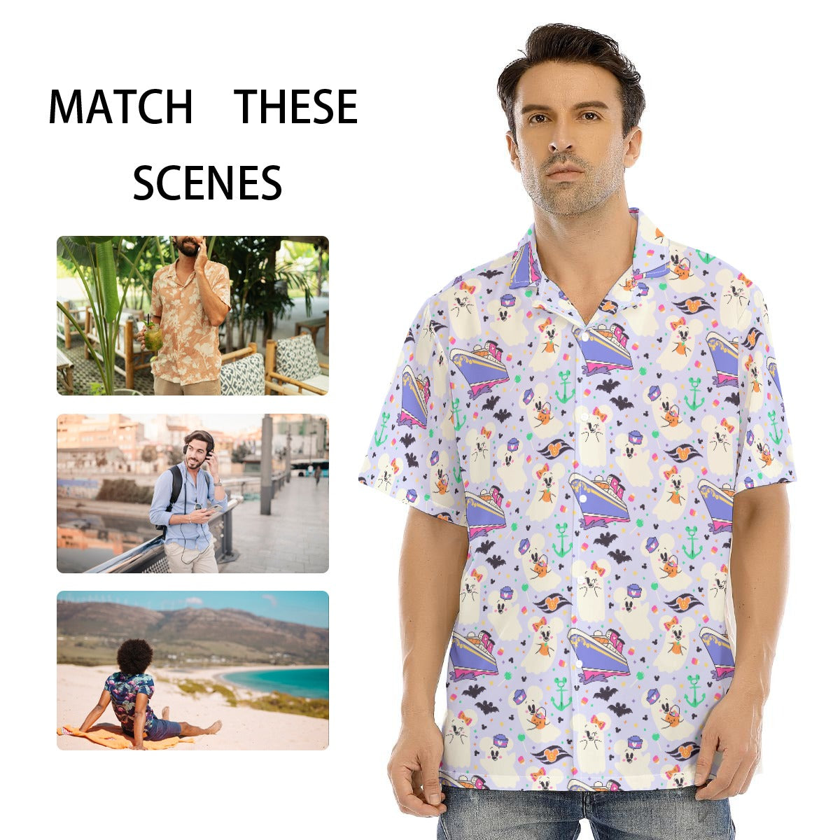 Spooky Sea Ghosts - Men's Hawaiian Button Up Shirt