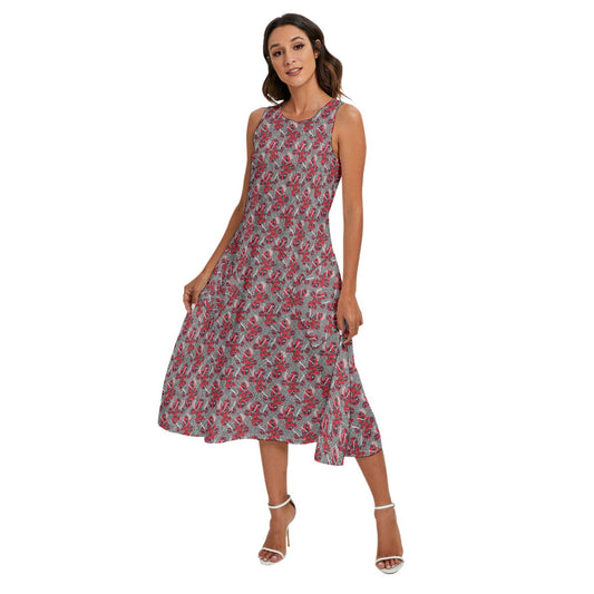 Superhero Stitch - Red Masked Hero - Women’s Diagonal Pocket Midi Dress