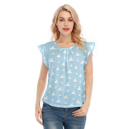 Andy’s Room Clouds - Women’s Flutter Sleeve Top