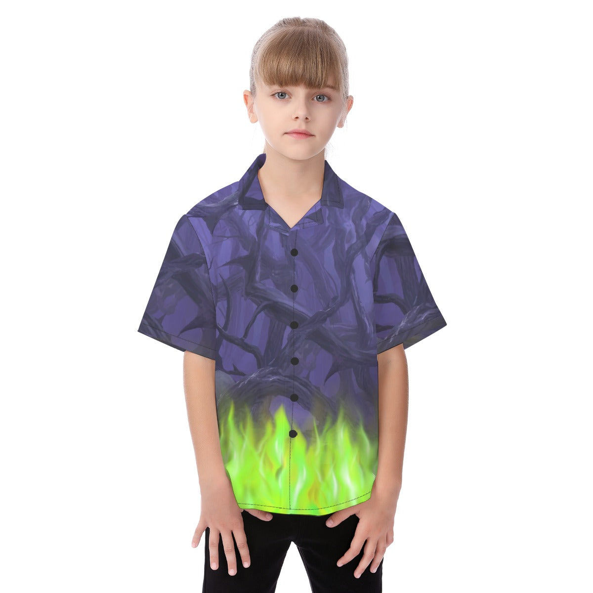 Enchanted Thorn Forest - Kid's Hawaiian Button Up Shirt