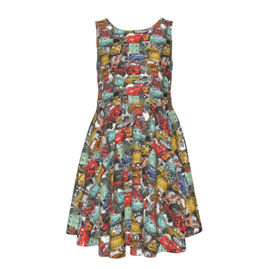 Racing Legends Sketch - Kid's Sleeveless Skater Dress