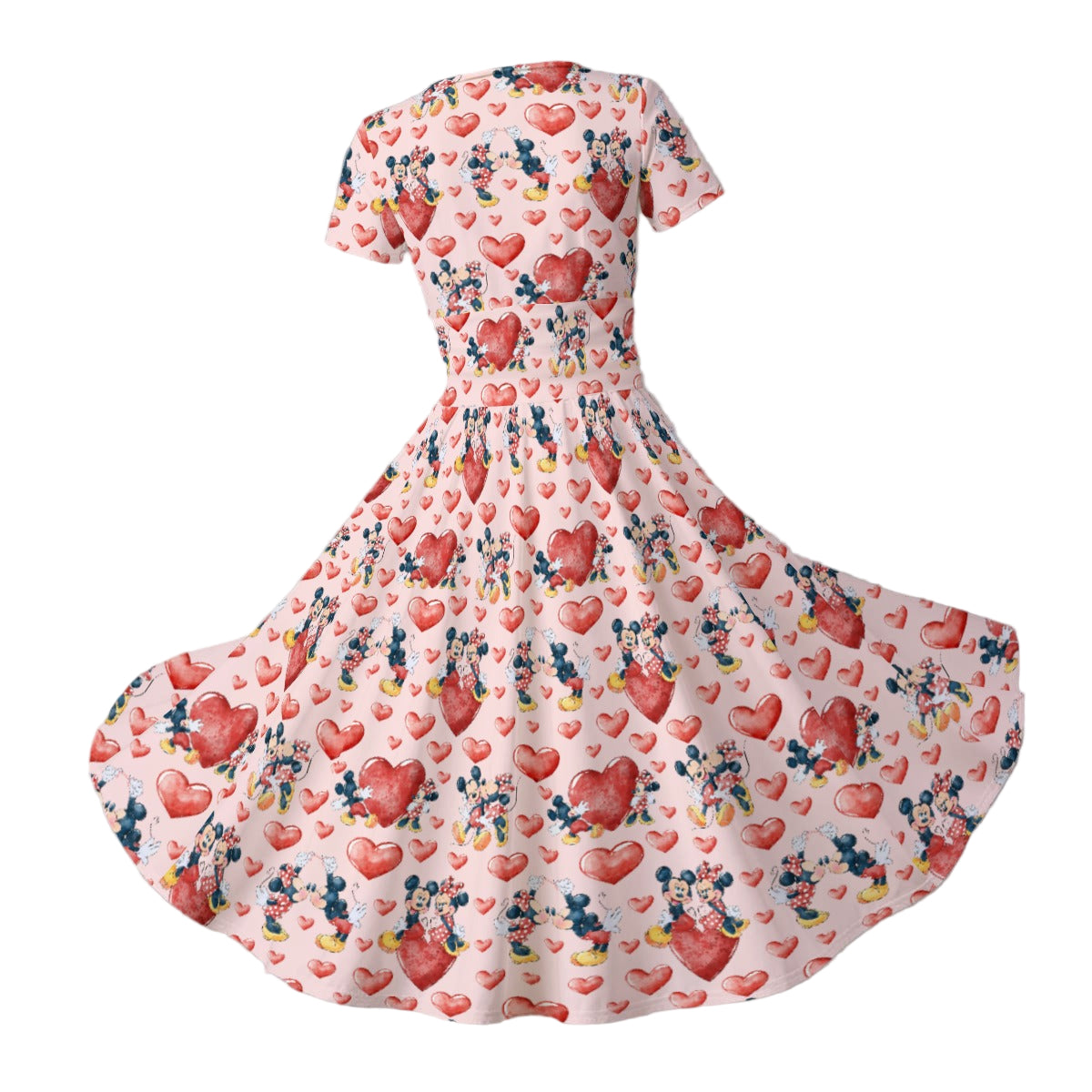 Valentine Mouse Couple - Women's V-Neck Ruched Midi Dress