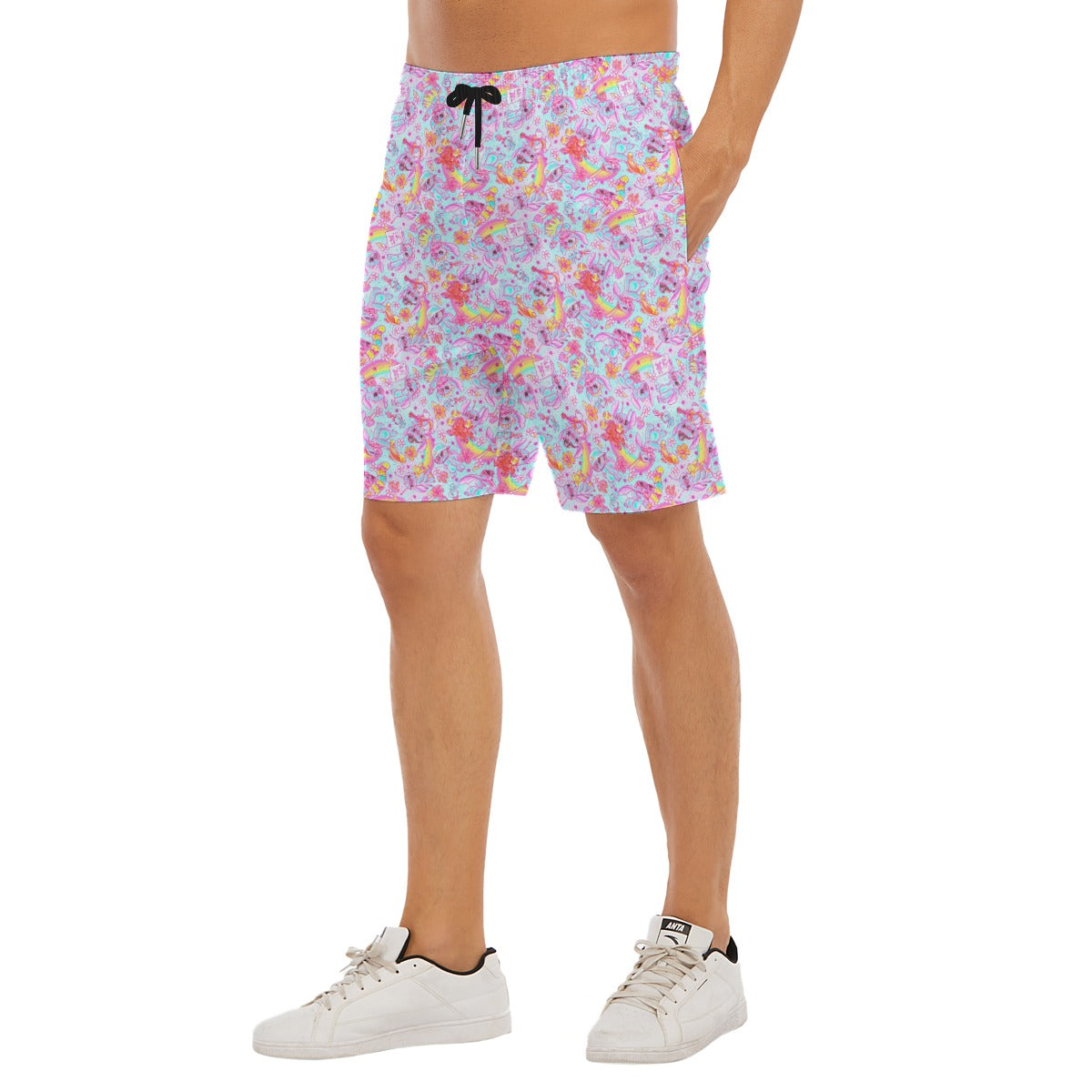Neon Rainbow Mischief - Men’s Pocket Beach Shorts