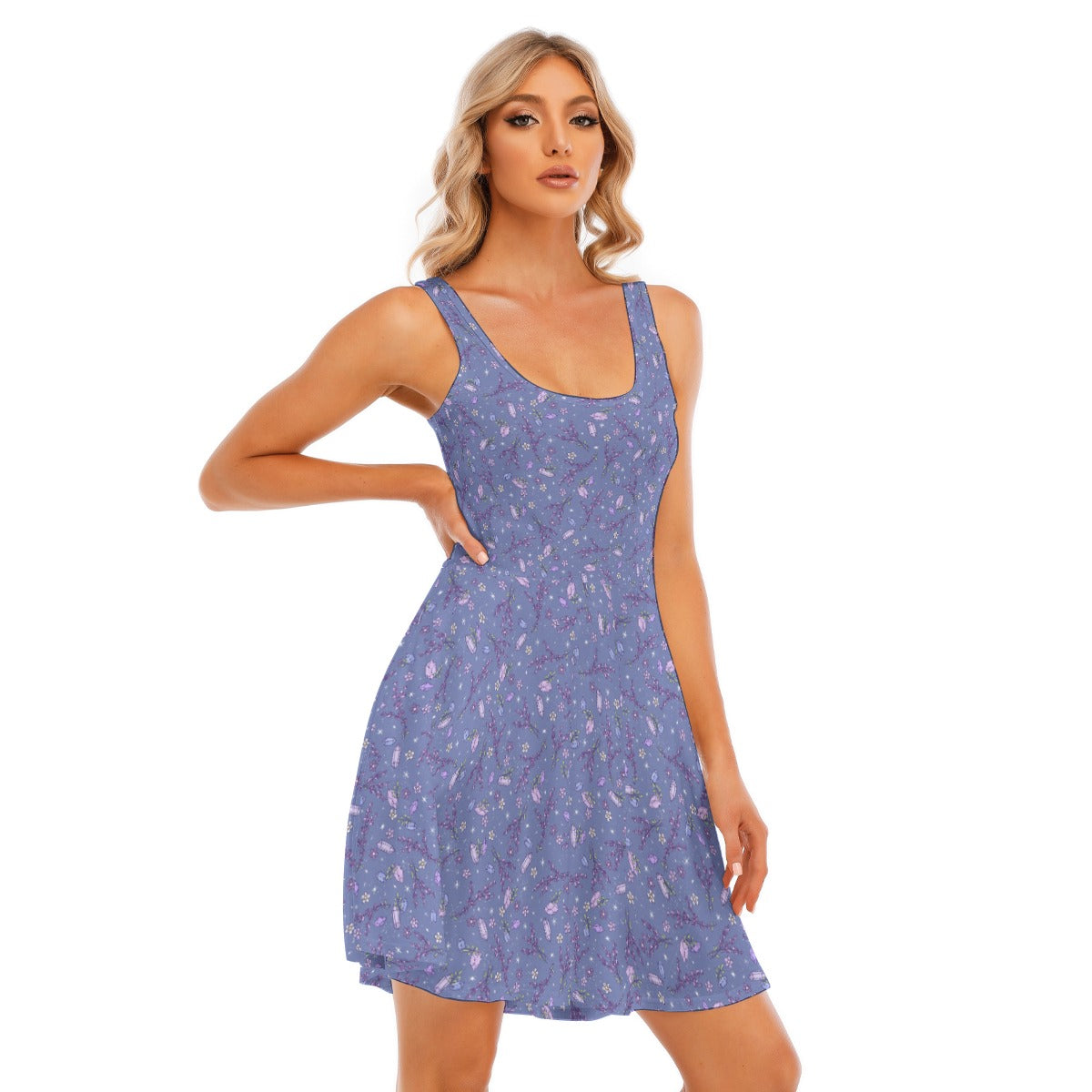 Lavender Vibes - Women's Sleeveless Pocket Skater Dress