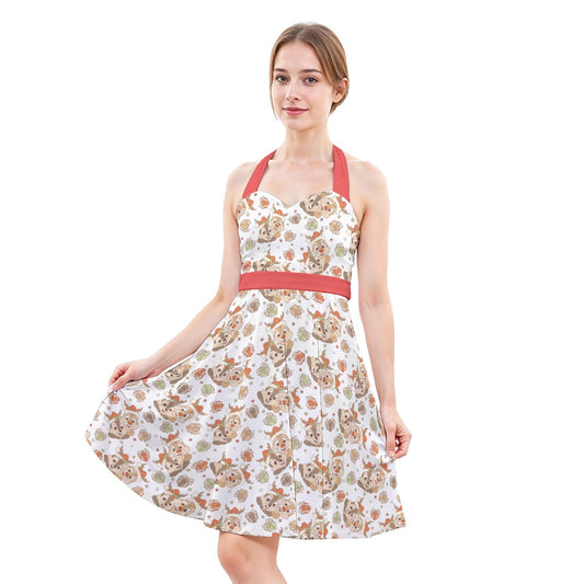 Holiday Mischief Duo - Women's Halter Vintage Pocket Dress