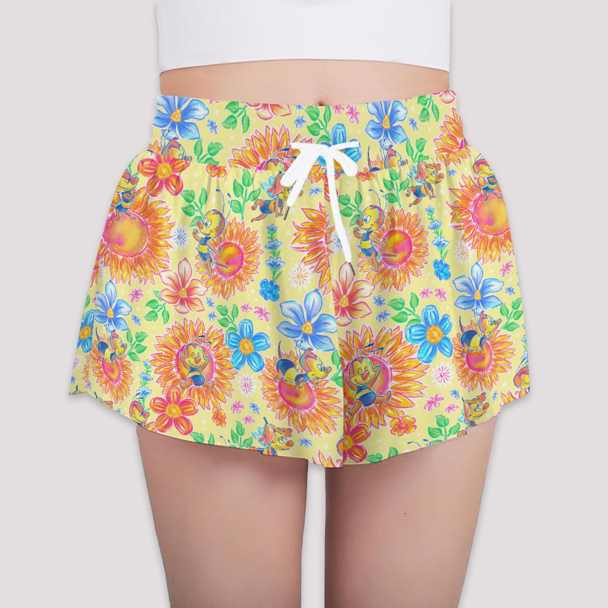 Buzzing Garden Buddy - Girls’ Flowy Pocket Shorts