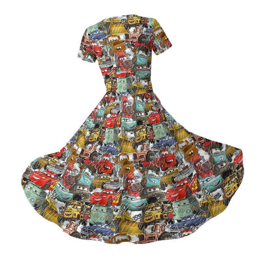 Racing Legends Sketch - Women's V-Neck Ruched Midi Dress