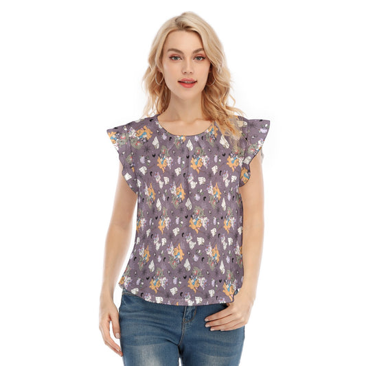 Spooky Fancy Felines - Women’s Flutter Sleeve Top