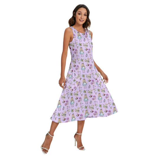Whimsical Curious Adventure - Women’s Diagonal Pocket Midi Dress
