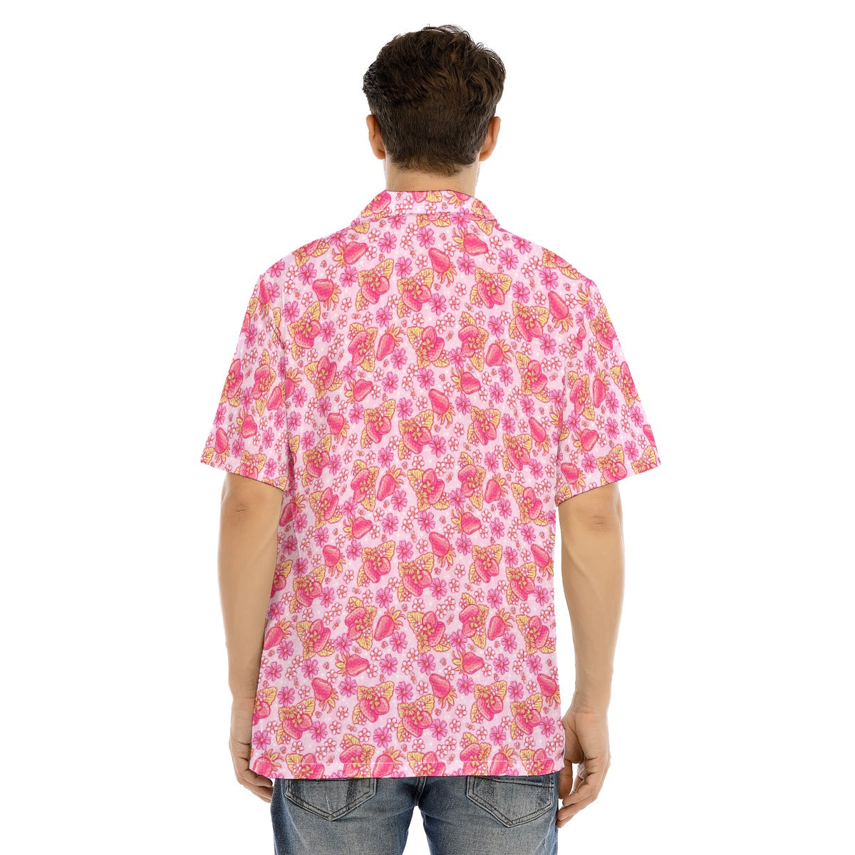 Summer Fruits - Strawberry - Men's Hawaiian Button Up Shirt