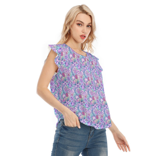 Fairytale Florals – Mermaid Princess - Women’s Flutter Sleeve Top