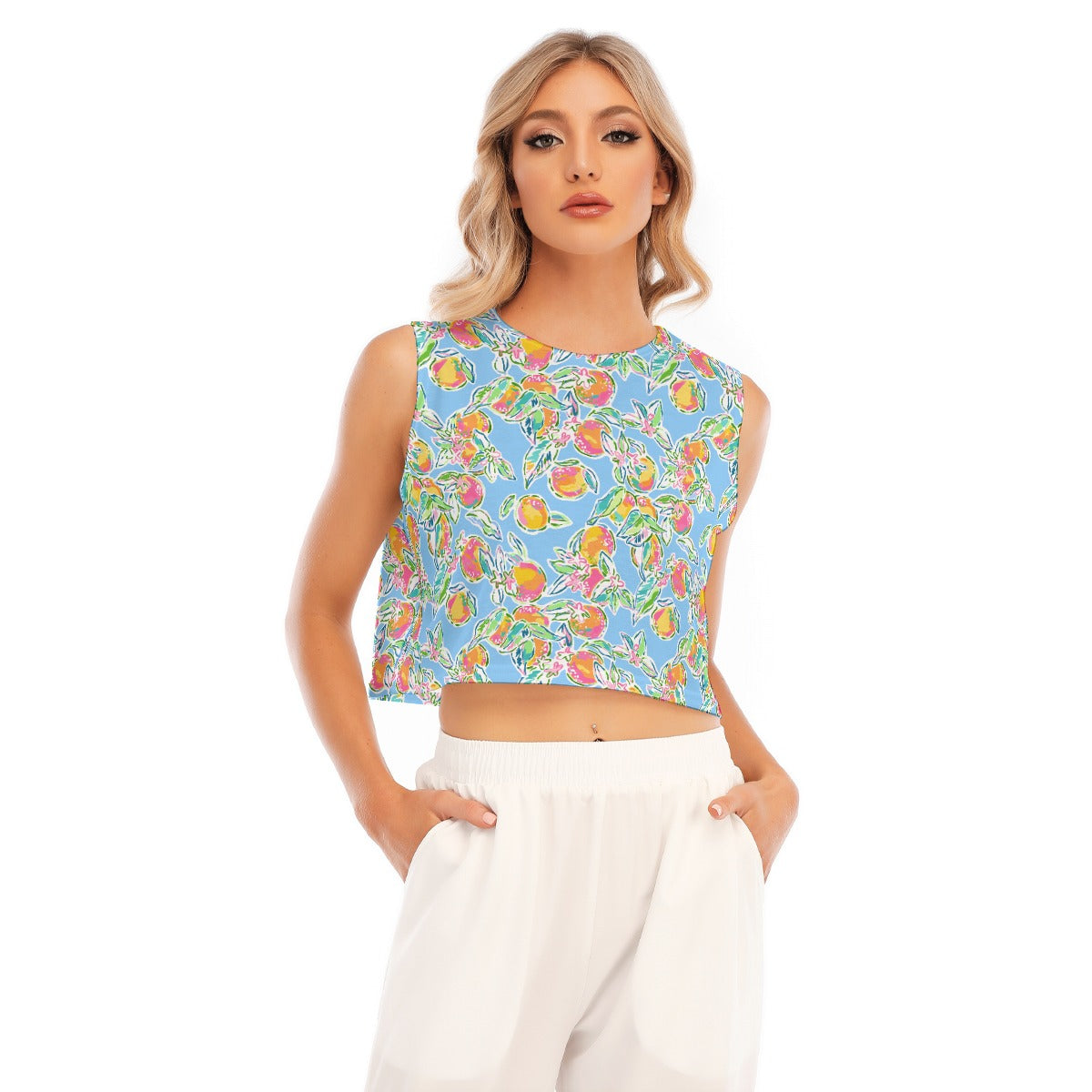 Peachy Keen - Women’s Sleeveless Cropped Tee
