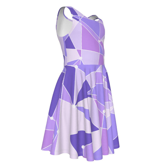 Geometric Purple Wall - Kid's Sleeveless Skater Dress