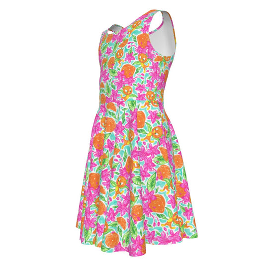 Tropical Citrus Bloom - Kid's Sleeveless Skater Dress