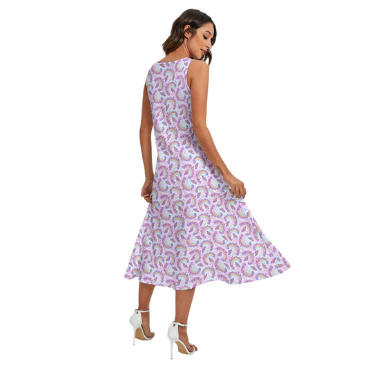 Monarch Butterflies & Rainbows - Women’s Diagonal Pocket Midi Dress